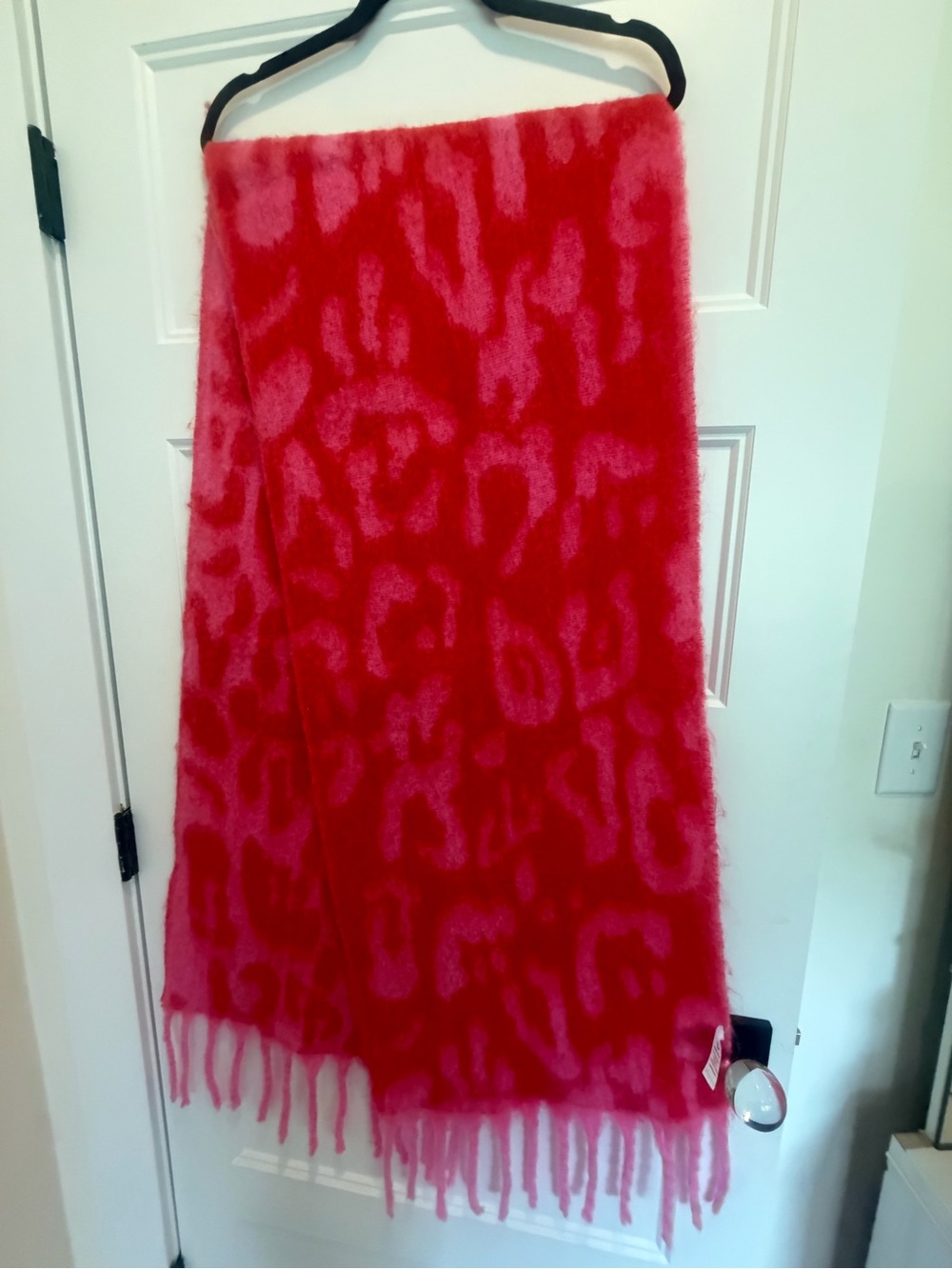 adidas Pink and Red Leopard-Print Fringe Maxi Skirt